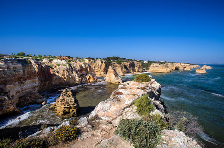Marinha 海滩, 位于葡萄牙的大西洋沿岸, 阿尔加维, 欧洲Corvoeiro南葡萄牙