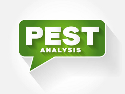 Pest 分析文本消息泡泡，平坦的背景概念