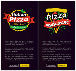 意大利比萨餐厅套装矢量插画