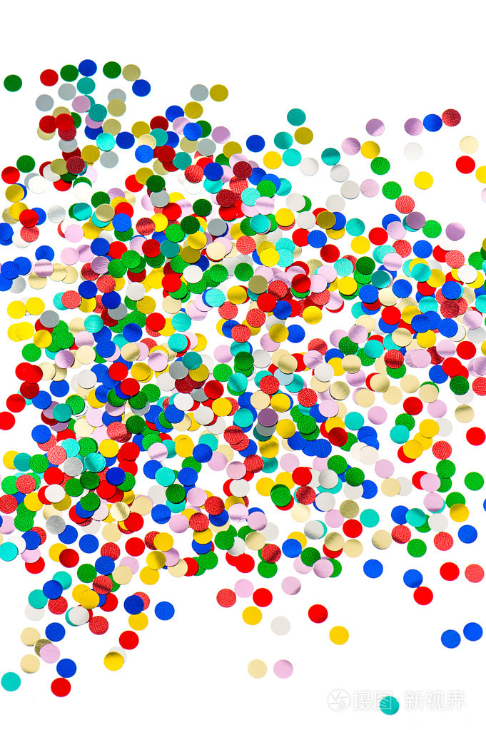 在白色背景上的彩色纸屑