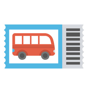 一张卡片上的总线图形, 象征公交车票和乘车旅行
