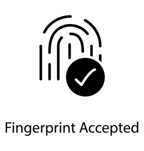 带有复选标记符号的指纹是接受指纹的图标