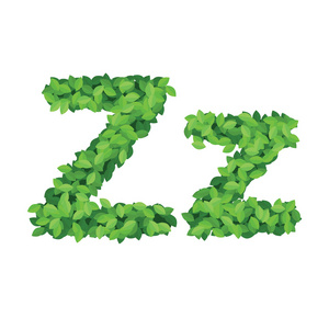 绿色的树叶制成的矢量生态字母表字母 z