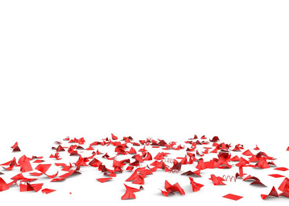 多彩绚丽绚丽多彩的纸屑飞在地板上.孤立的背景.3d 图照片