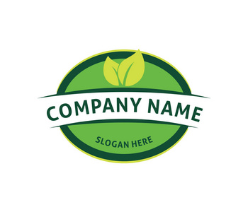 标签叶天然绿色食品矢量标志设计模板照片