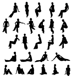 坐在女人的剪影图片