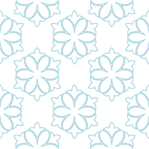 白色背景上的蓝色花朵。纺织品和墙纸装饰无缝图案
