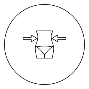 瘦身妇女概念黑色图标圆圈轮廓矢量插图隔离