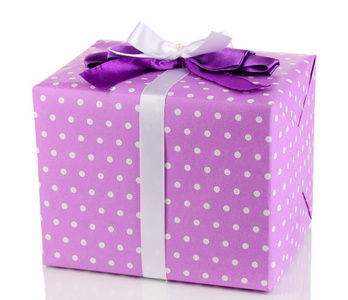 多彩紫色礼品盒白底隔离