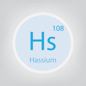 Hassium Hs 化学成分图标矢量图解