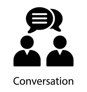 两个人对话两个人的化身与聊天气泡, 讨论想法, 制作对话图标照片