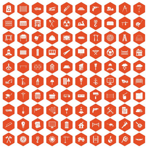 100建筑材料图标六角橙