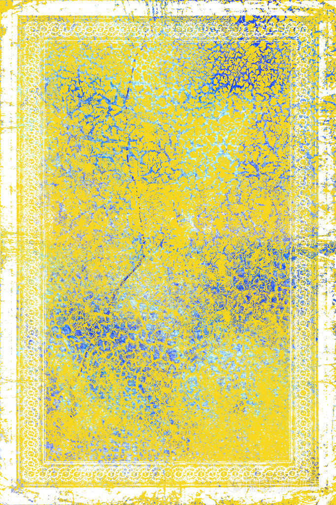 优雅的老式边框框架 抽象带纹理的背景，有蓝色和黄色图案