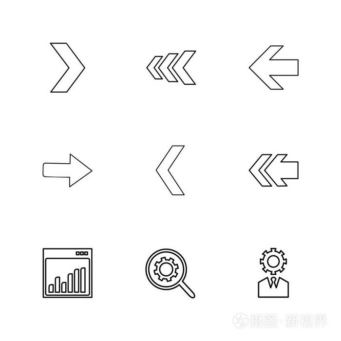 箭头方向指针创意图标集, 矢量设计平面收藏