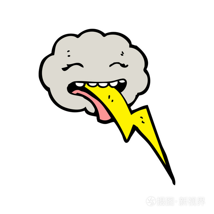 雷云随地吐痰的闪电卡通