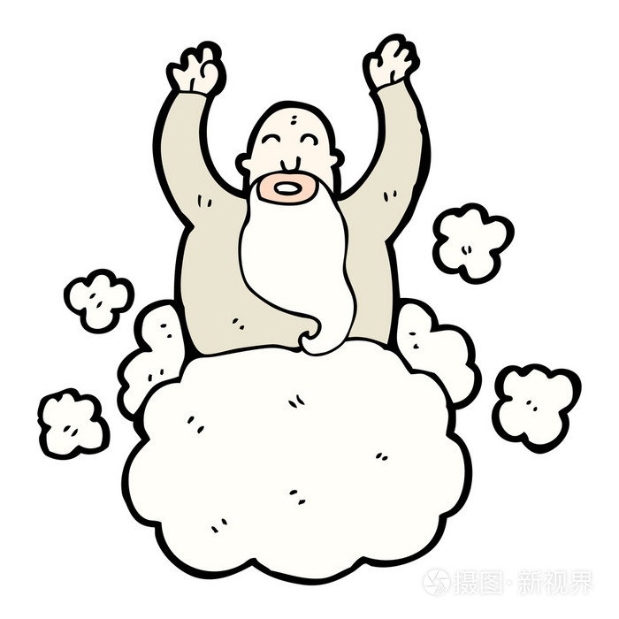卡通上帝在云上插画-正版商用图片05nkxb-摄图新视界