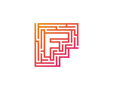 字母 f 迷宫迷宫徽标设计元素