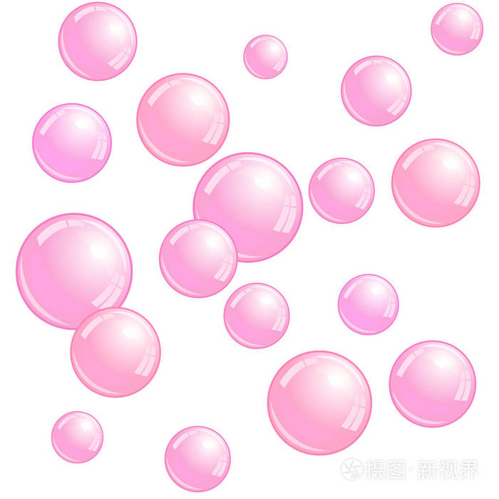 肥皂气泡, 逼真的水珠, 蓝色斑点, 矢量泡沫球体插图插画-正版商用