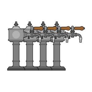 啤酒龙头。酒保设备。酒精是瓶装的。矢量图案