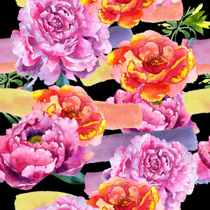 野花牡丹粉红色花图案