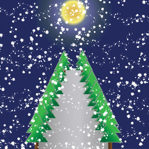 圣诞树上夜背景框架，