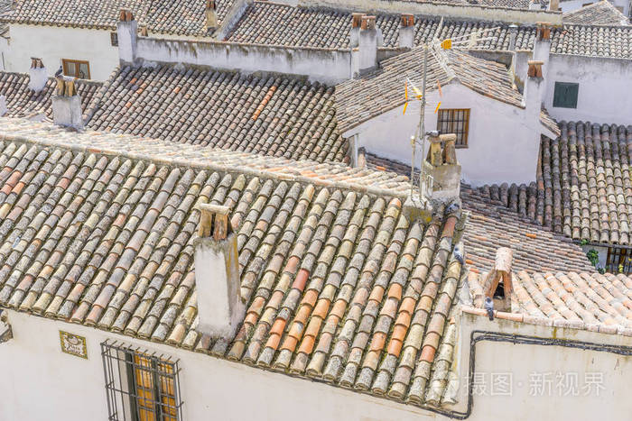 西班牙马德里 chinchon 的古瓦屋顶.