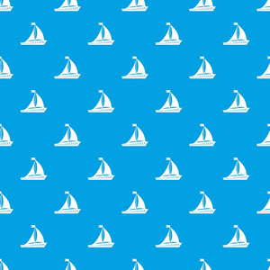 帆船模式为任何设计重复无缝的蓝颜色。矢量几何插图