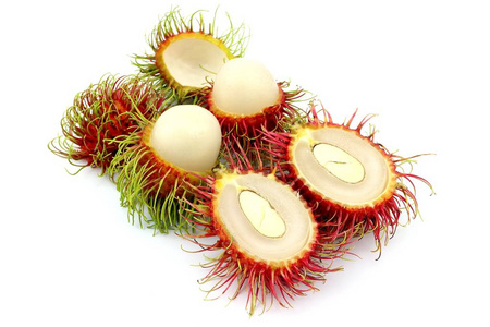 红毛丹从泰国的甜水果在孤立的白色背景