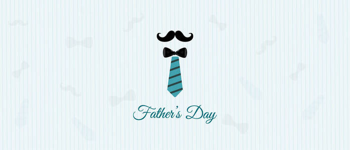 快乐的父亲节横幅设计和插图与领带胡子。矢量插图