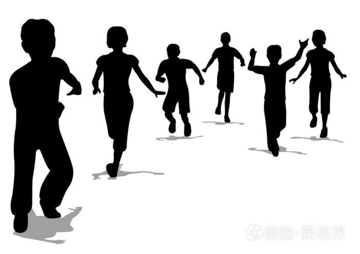 运行儿童剪影矢量