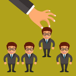 最佳人选选择工作理念的最佳人选.手拿起一个商人从行.