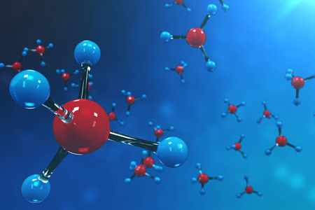 3d 渲染分子。原子 bacgkround。横幅或传单的医学背景。分子结构在原子水平上