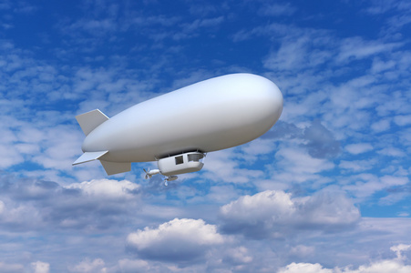 在天空中的飞艇图片