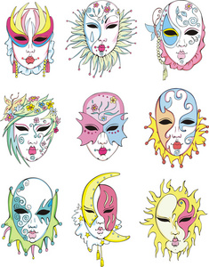 妇女在威尼斯狂欢节面具