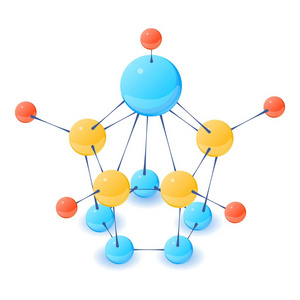 独特的分子图标, 等距3d 样式