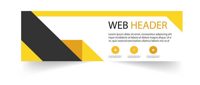 抽象 Web 头设计模板黑色黄色背景矢量图像