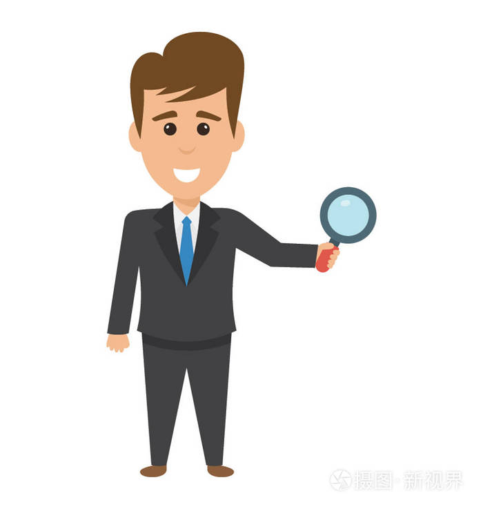 研究员商人头像与放大镜