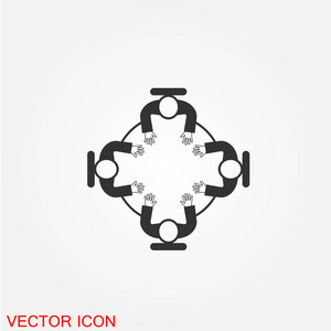 在白色背景矢量插图上隔离的业务团队平面图标