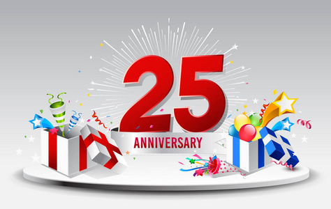 25年周年纪念装饰背景, 矢量插画照片