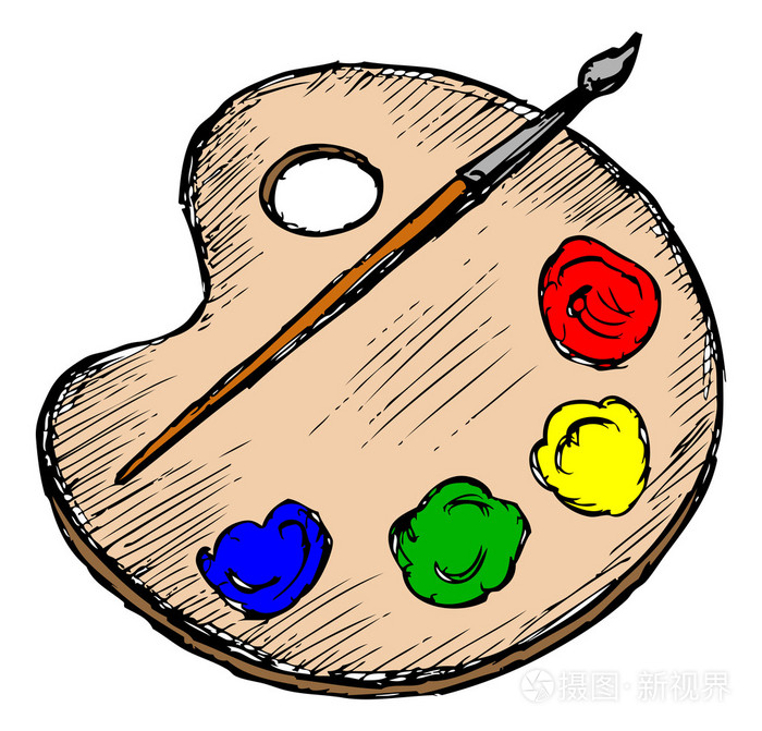 艺术家的调色板和画笔插画-正版商用图片05p0ku-摄图新视界