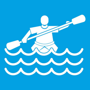 男性运动员在独木舟图标白色