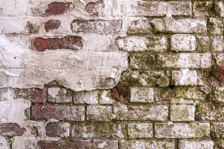 剥落膏药，纹理旧老式肮脏砖墙的背景
