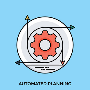 自动解决方案图的平面图标设计图片
