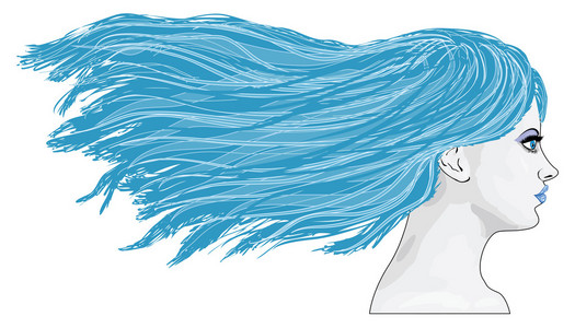 冬天蓝色头发的女孩图片