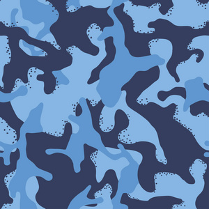 蓝色伪装图案背景.经典的军用服装风格.