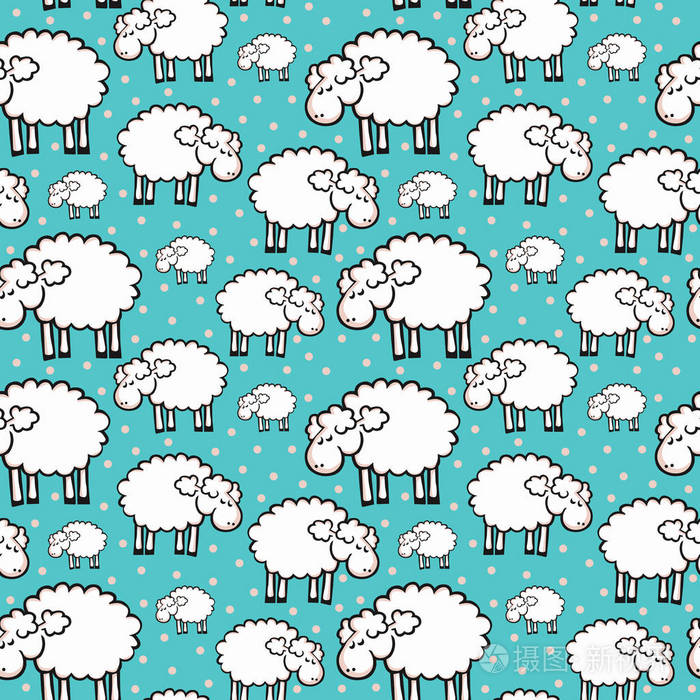 卡通可爱绵羊无缝图案