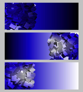 抽象网站横幅或带有蓝色白色矩形的标题集