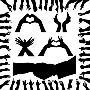 手的手势剪影手剪影木制的指针和标志矢量 web 霓虹灯指针-箭头, 手狗