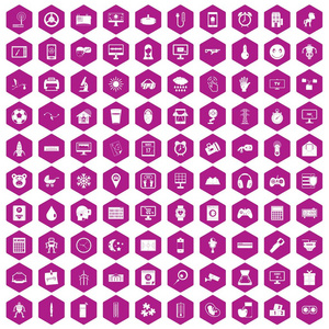 100应用程序图标六角紫色