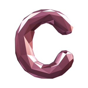 大写拉丁文字母 c 在低聚样式被隔绝在白色背景上照片